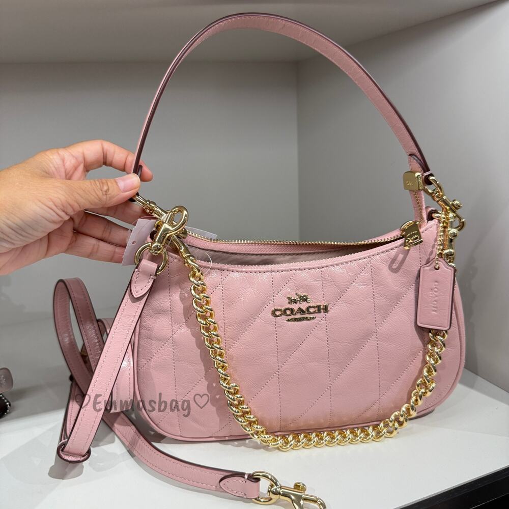 Coach Teri Shoulder Bag With Quilting CDY83 crinkle leather/Gold/Carnation